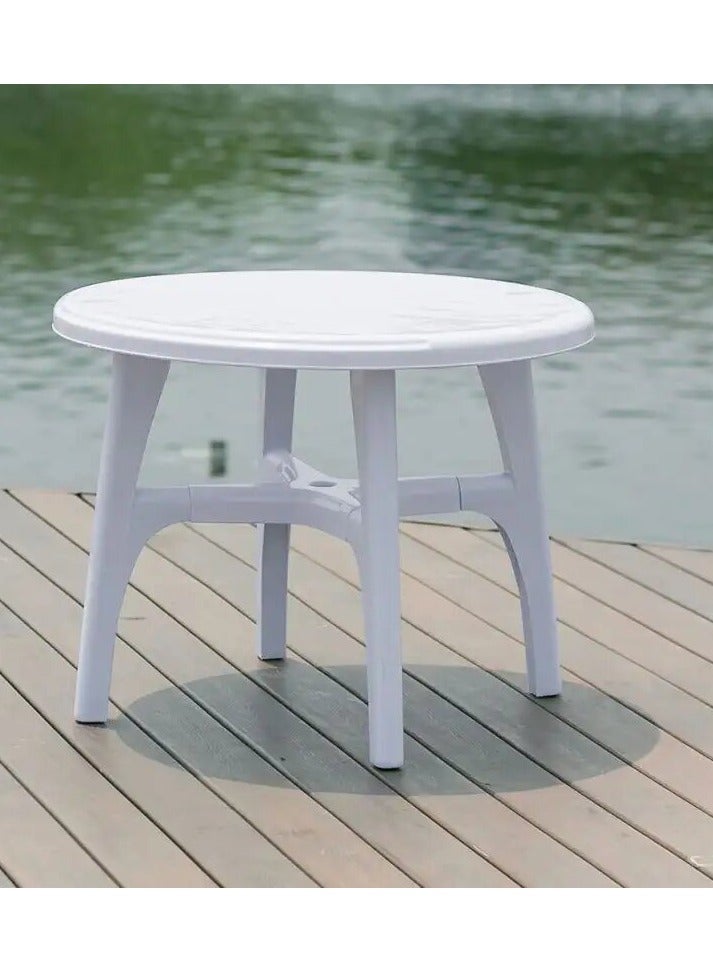 kitchen Table Round White Plastic 90 cm