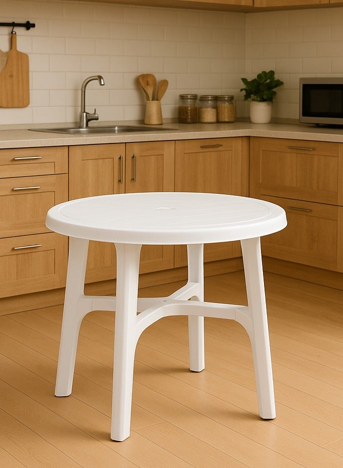 kitchen Table Round White Plastic 90 cm