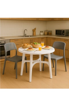 ALMUFARREJ Round Table White Plastic 90 cm  - Image 5