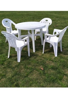 ALMUFARREJ Round Table White Plastic 90 cm  - Image 2