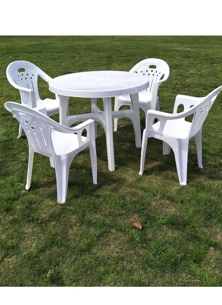 ALMUFARREJ - Round Table White Plastic 90 cm - Image 1