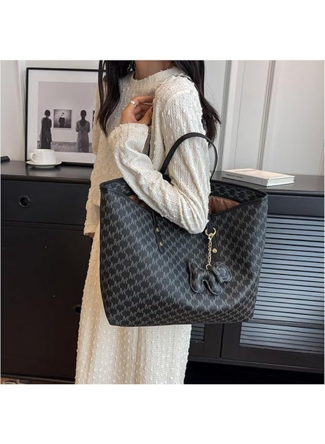 Rabos Lightweight Shoulder Tote Bag for Women, Faux Leather Lady Laptop Bag Office Bag, Zipper Crossbody Premium Texture Large Capacity Tote Shoulder Bag for Travel Beach Work - Image 2