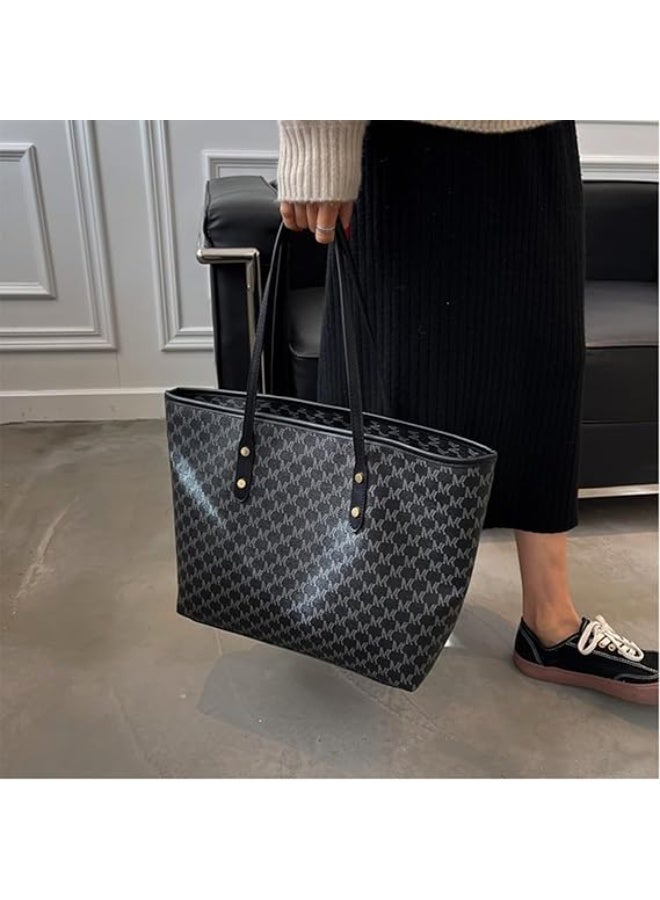 Rabos Lightweight Shoulder Tote Bag for Women, Faux Leather Lady Laptop Bag Office Bag, Zipper Crossbody Premium Texture Large Capacity Tote Shoulder Bag for Travel Beach Work - Image 4