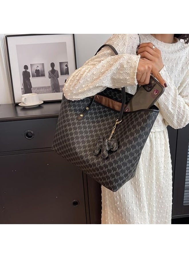 Rabos Lightweight Shoulder Tote Bag for Women, Faux Leather Lady Laptop Bag Office Bag, Zipper Crossbody Premium Texture Large Capacity Tote Shoulder Bag for Travel Beach Work - Image 3