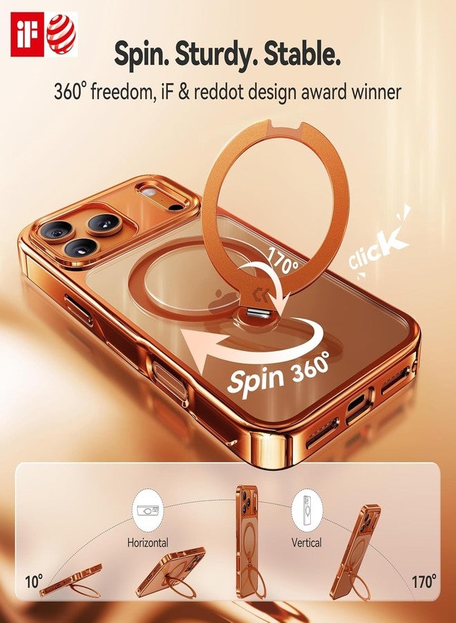 CASEKOO Cosmic Orange for iPhone 17 Pro Case with 360 Integrated Magnetic Stand [Compatible with MagSafe] [16FT Military Protection] Clear Shockproof Phone Cover - Image 3