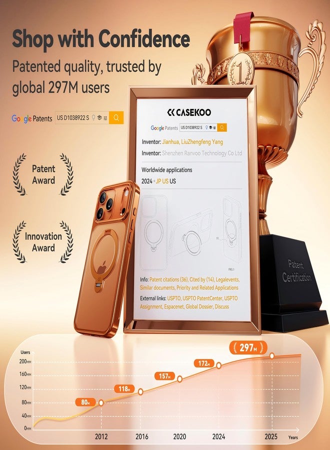CASEKOO Cosmic Orange for iPhone 17 Pro Case with 360 Integrated Magnetic Stand [Compatible with MagSafe] [16FT Military Protection] Clear Shockproof Phone Cover - Image 4