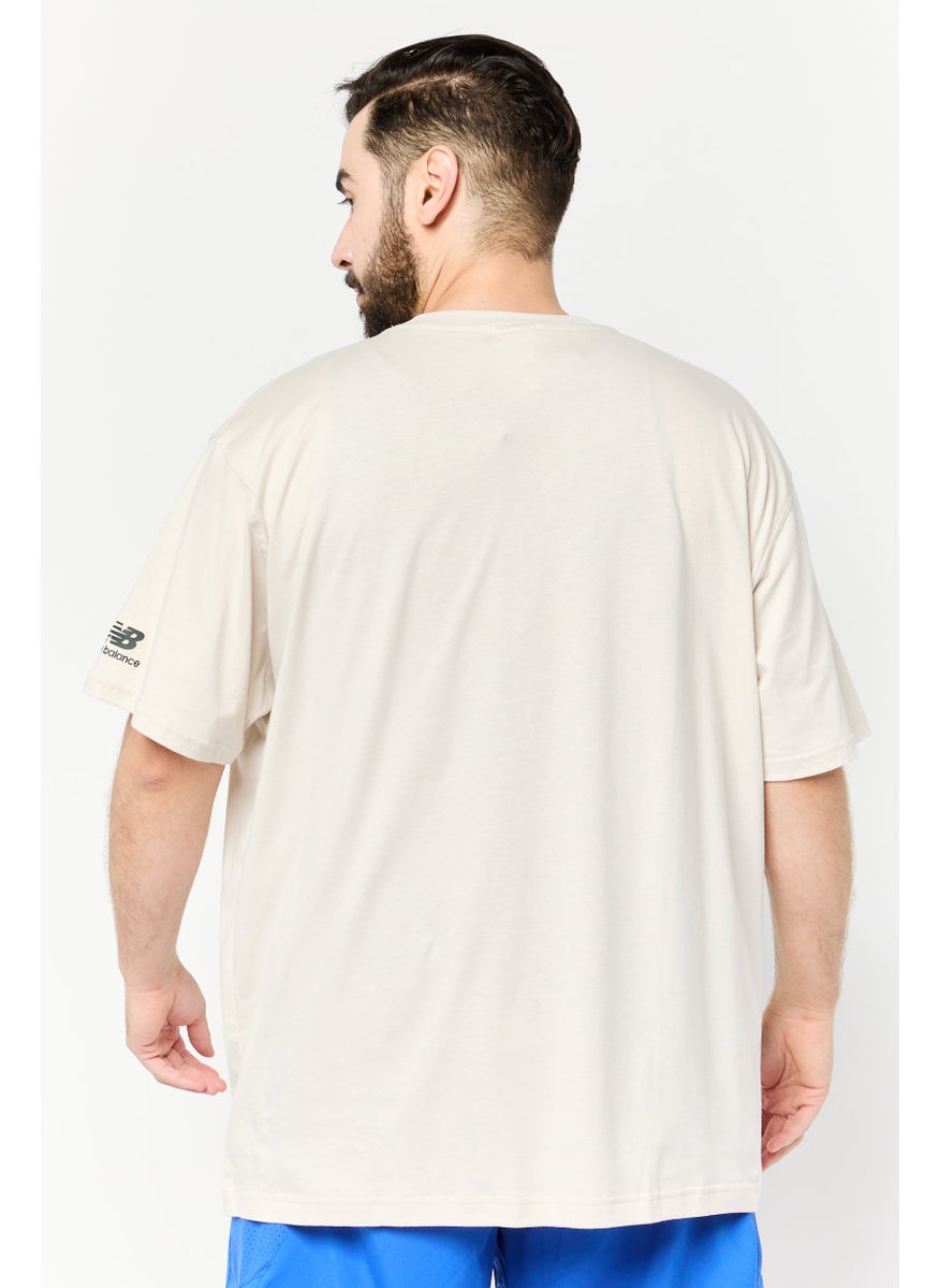 New Balance Men Relaxed Fit Short Sleeves Outdoor T-Shirt, Beige  - Image 4