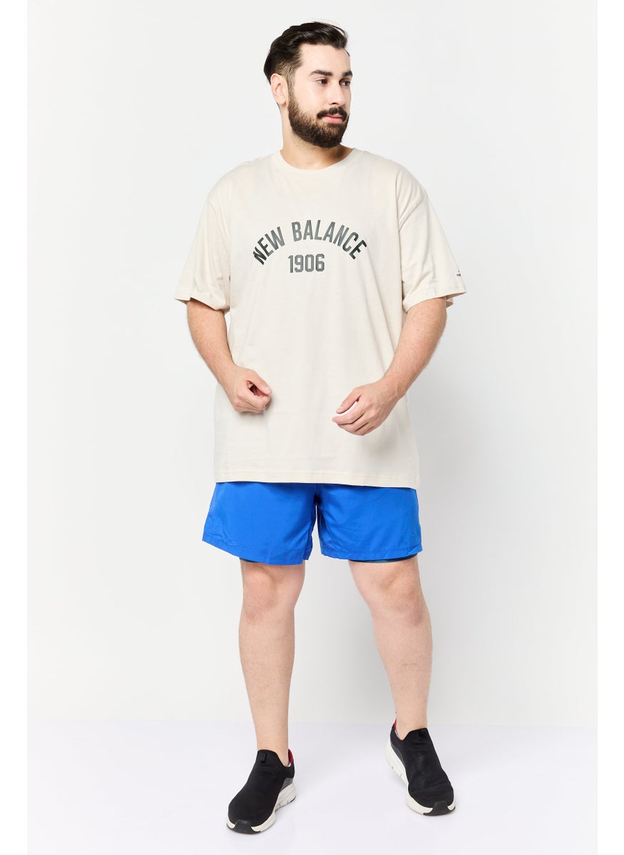 New Balance Men Relaxed Fit Short Sleeves Outdoor T-Shirt, Beige  - Image 2