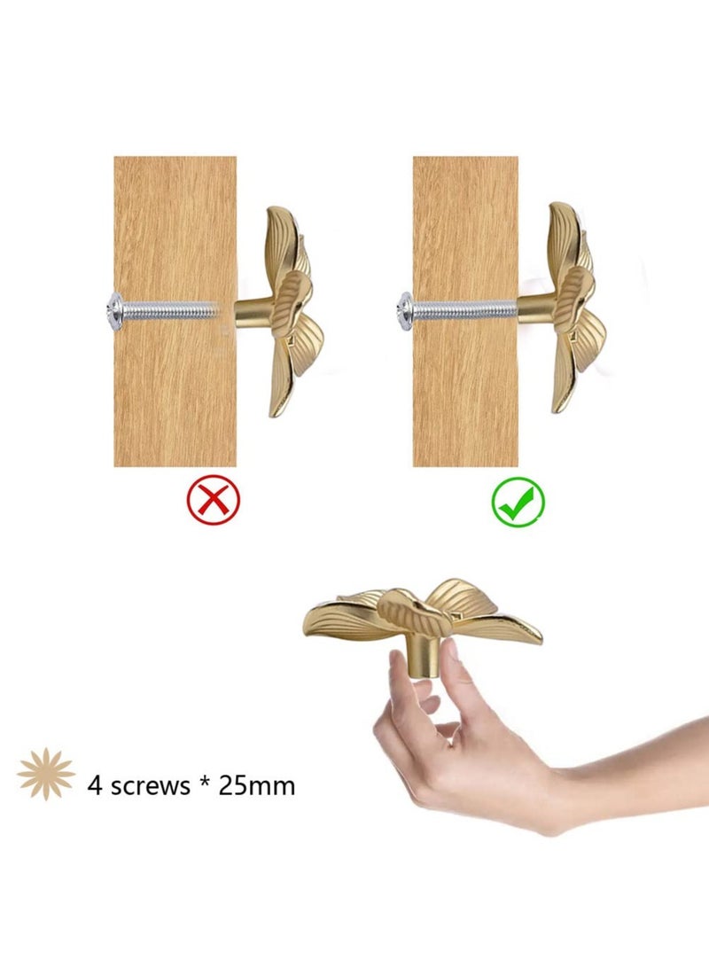 KASTWAVE Gold Flower Drawer Knobs Creative Petal Kitchen Cabinet Knobs Dresser Knobs Furniture Cupboard Drawer Pulls Handles for Wardrobe Door Pulls 4 Pcs - Image 3