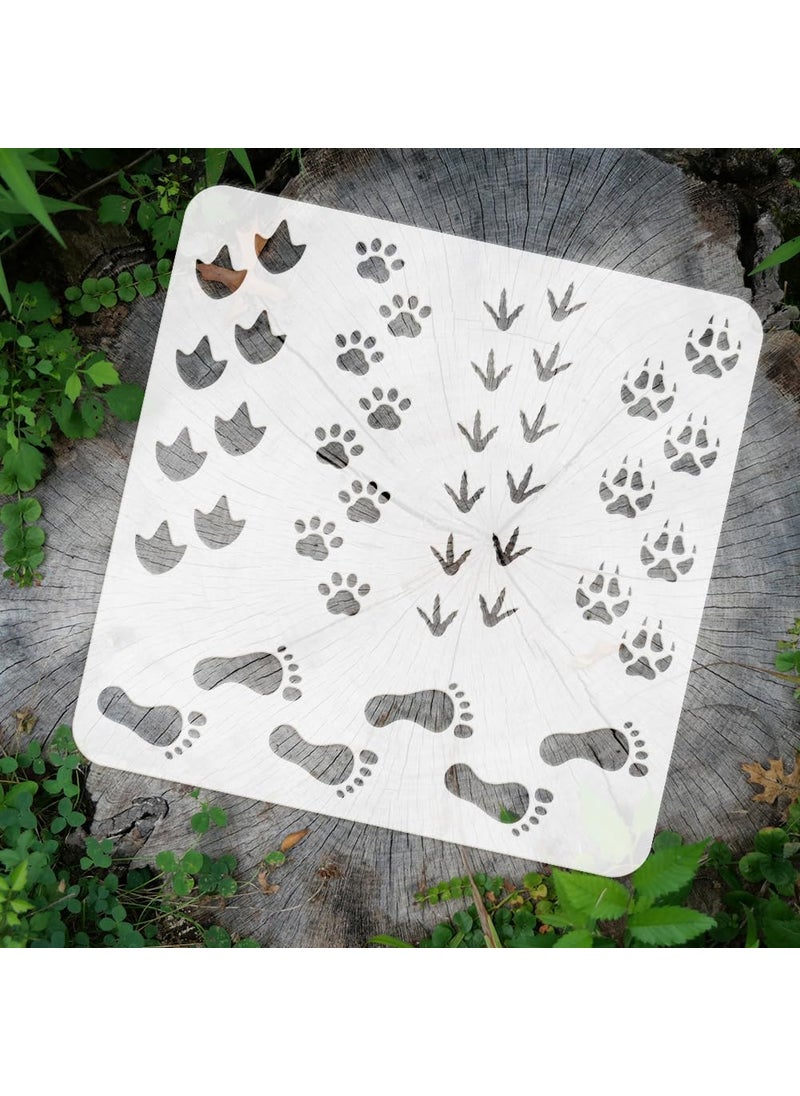FINGERINSPIRE FINGERINSPIRE Footprint Painting Stencil 11.8x11.8 inch Large People Footprint Stencil for Painting Animal Duck Chicken Fox Cat Paw Print Drawing Template for Home Wall Floor Furniture Decoration  - Image 3