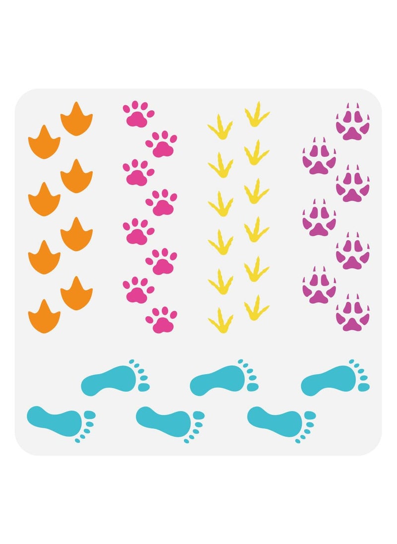 FINGERINSPIRE FINGERINSPIRE Footprint Painting Stencil 11.8x11.8 inch Large People Footprint Stencil for Painting Animal Duck Chicken Fox Cat Paw Print Drawing Template for Home Wall Floor Furniture Decoration  - Image 1