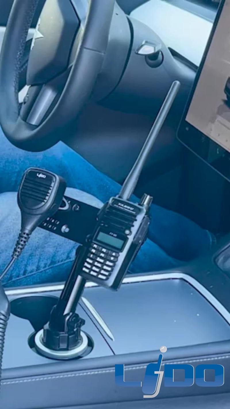 Lido Cup Holder Mount with Height Adjustment and Mic Holder for Anytone BaoFeng Icom Kenwood Yaesu Wouxon HT's - Image 2