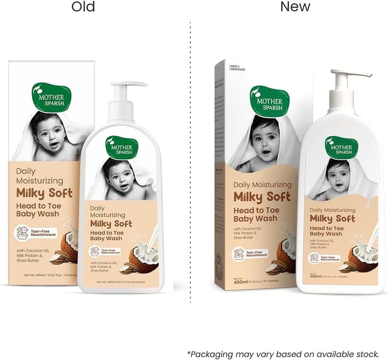 Mother Sparsh Milky Soft Head to Toe Baby Wash - 400ml with Milk Protein & Shea Butter | Tear-Free Nourishment - Image 2