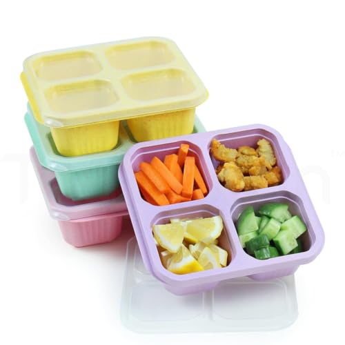 TRUBILLION QuadBites, 4 Compartment Storage Boxes,Pack of 4 BPA-Free PP Lunchbox, Fridge Storage Containers,Multicolor,Stackable,Transparent Lid,for Fruits,Snacks,Spices (Multicolor (Set of 4)) - Image 1