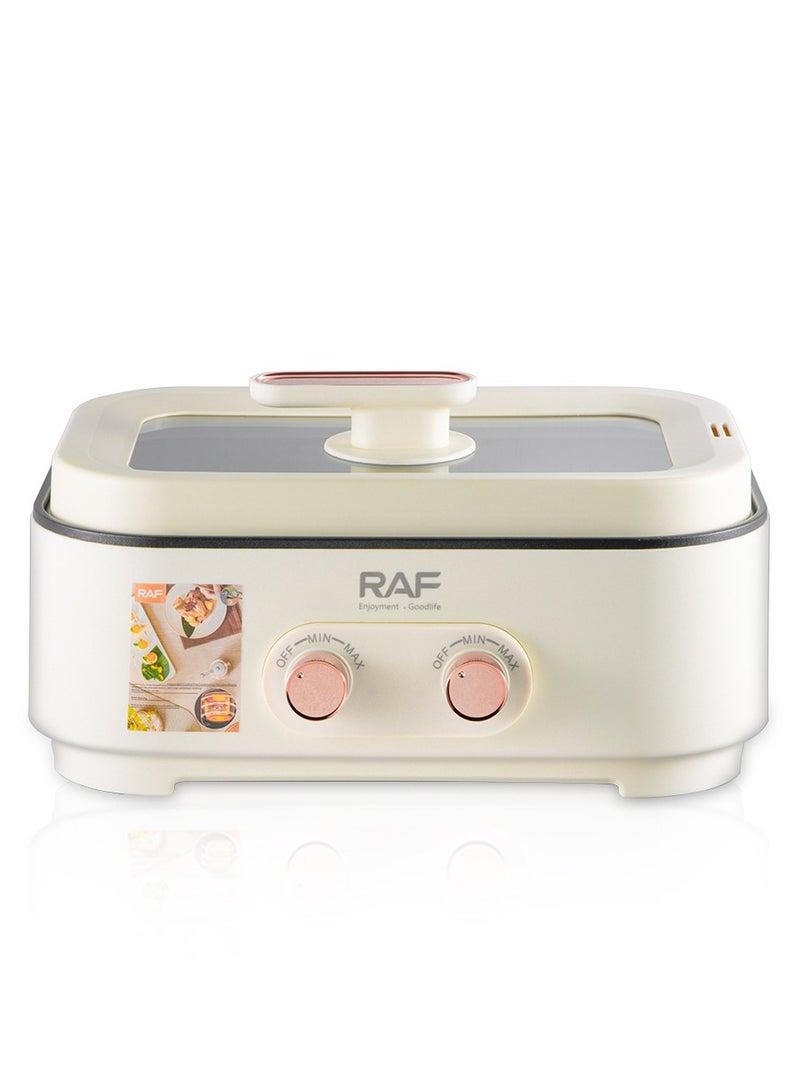 RAF 2-in-1 Electric Hot Pot & BBQ Grill | 2000W Dual Heating Zones (1000W + 1000W), 6L Double-Flavor Cooker | Multi-Purpose Electric Pot for Shabu-Shabu, Soup, Stews & Barbecue - Image 2