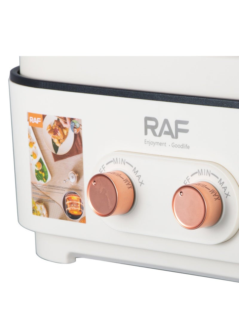 RAF 2-in-1 Electric Hot Pot & BBQ Grill | 2000W Dual Heating Zones (1000W + 1000W), 6L Double-Flavor Cooker | Multi-Purpose Electric Pot for Shabu-Shabu, Soup, Stews & Barbecue - Image 4