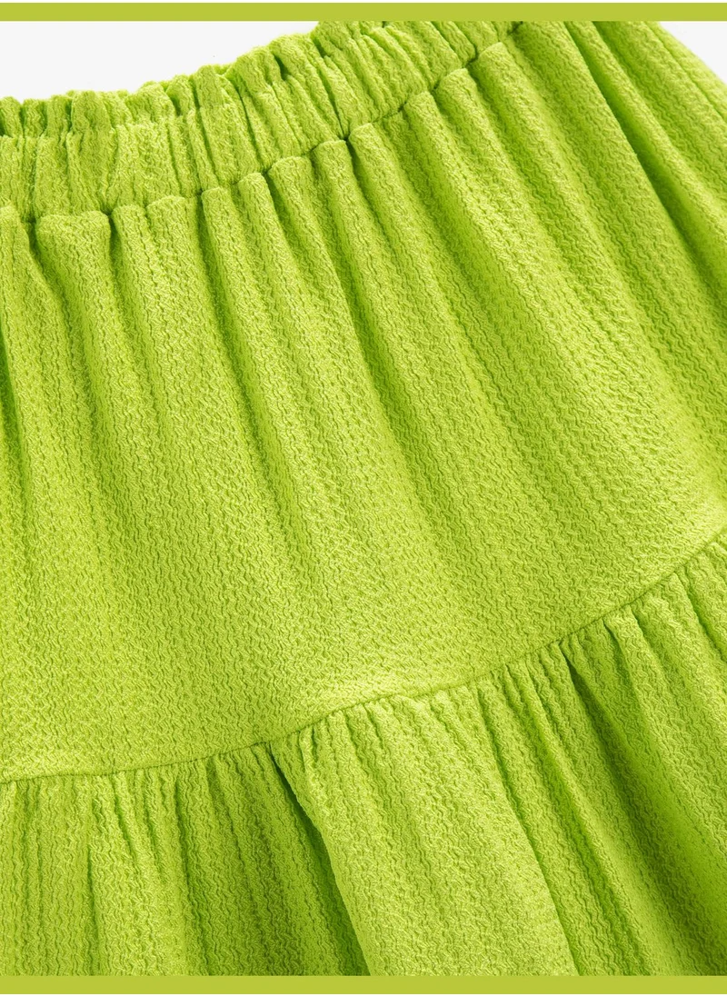KOTON Midi Skirt Flowy Tiered Elastic Waist