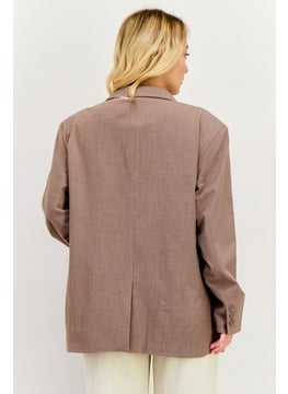 ONLY Women Regular Fit Solid Semi-Formal Blazer, Taupe  - Image 3