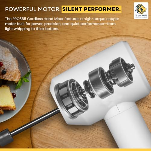 PRO365 Wireless Electric Hand Mixer | 3-Speed Rechargeable Cordless Egg Beater | Portable Handheld Blender with Egg Yolk Separator & 2 Stainless Steel Stirring Mesh for Baking, Coffee & Cooking - Image 4