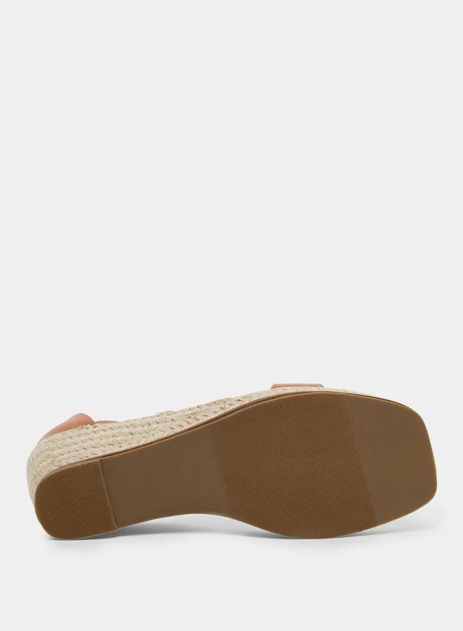 RAID Raid Jazper Brown Ankle Strap Wedge Sandals
