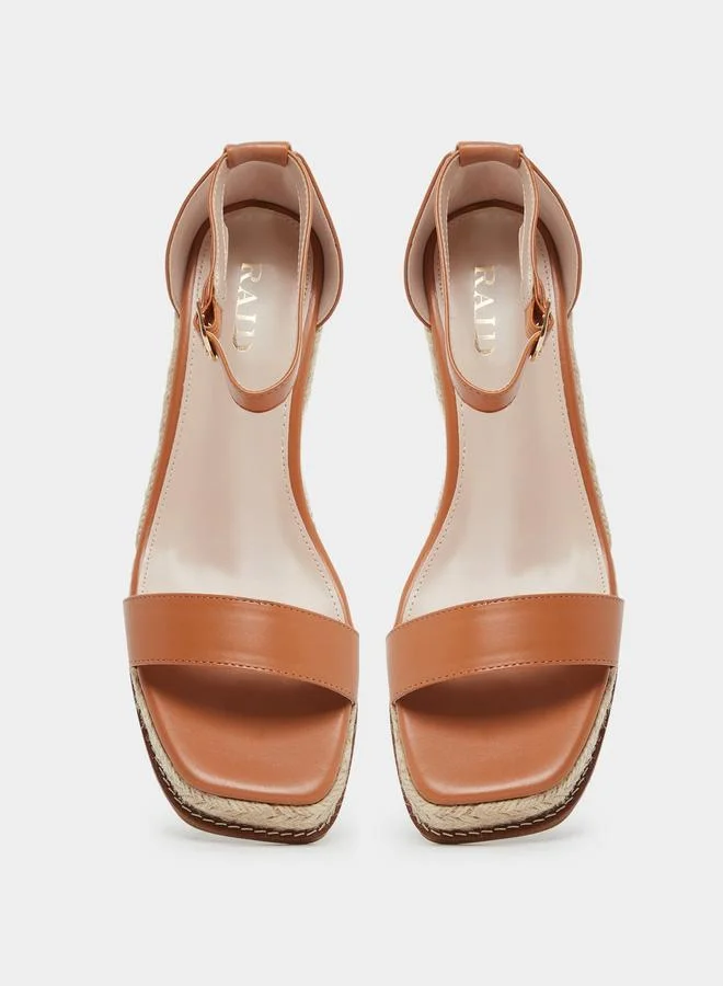 RAID Raid Jazper Brown Ankle Strap Wedge Sandals