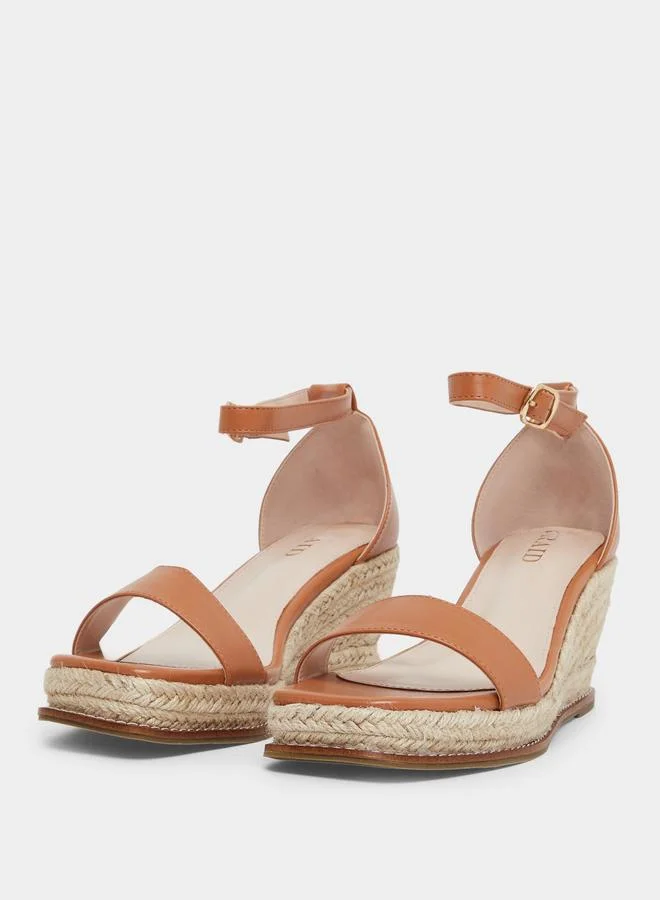 RAID Raid Jazper Brown Ankle Strap Wedge Sandals