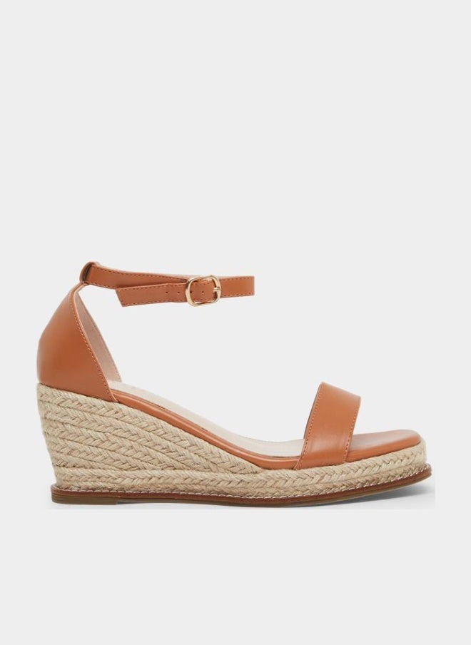 RAID Jazper Brown Ankle Strap Wedge Sandals - Image 1