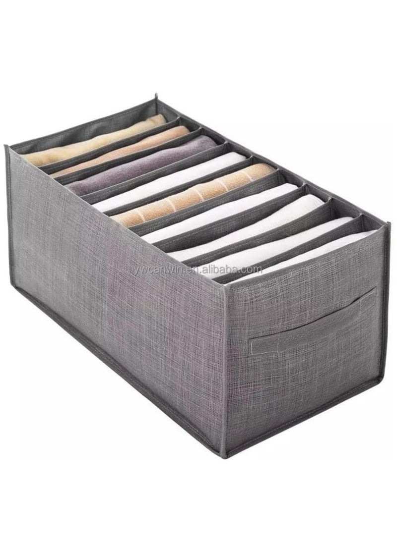 Generic Clothes Organizer Drawer 9 Sections Foldable Drawer Organizer with Handles, Closet Divider Box for Clothes Storage, Fabric Closet and Storage Basket for Shirts, Jeans, Underwear, Gray  - Image 1