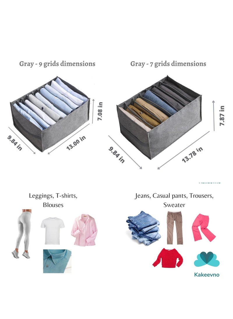 Generic Clothes Organizer Drawer 9 Sections Foldable Drawer Organizer with Handles, Closet Divider Box for Clothes Storage, Fabric Closet and Storage Basket for Shirts, Jeans, Underwear, Gray  - Image 5