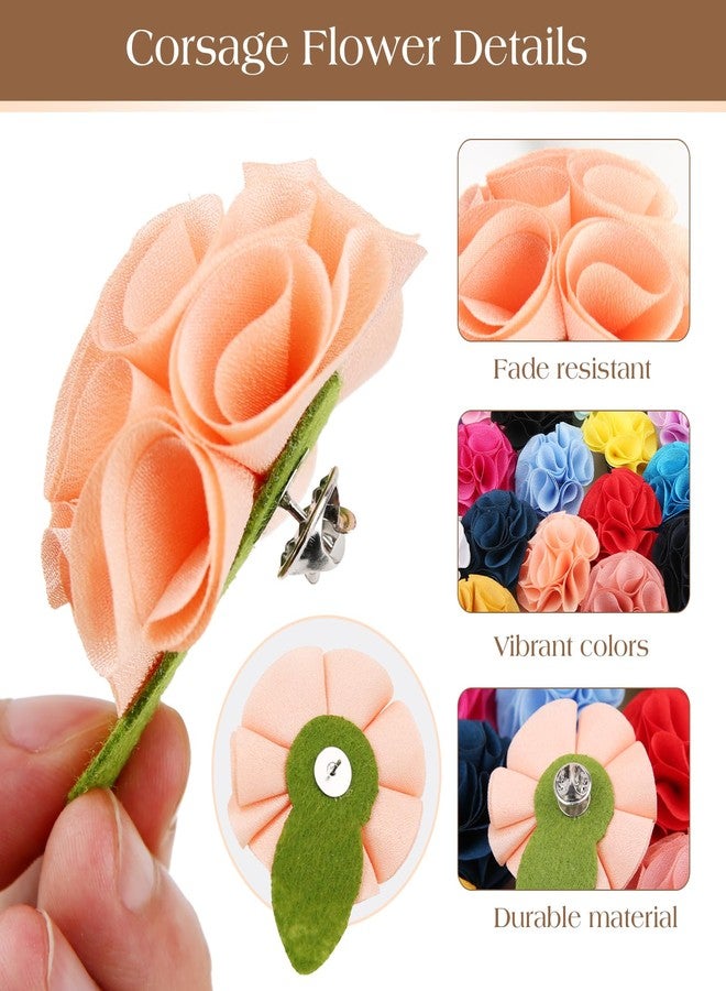 eggigi 24 Pcs Handmade Lapel Flower Boutonniere Pins - 24-Color Fabric Brooches for Women & Men, Bride & Groom, Bridesmaid & Groomsman, Suits, Wedding, Formal Events, Prom & Special Occasions - Image 3