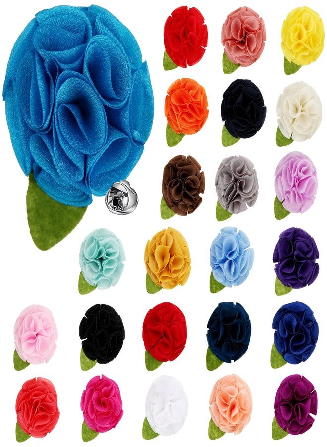 eggigi 24 Pcs Handmade Lapel Flower Boutonniere Pins - 24-Color Fabric Brooches for Women & Men, Bride & Groom, Bridesmaid & Groomsman, Suits, Wedding, Formal Events, Prom & Special Occasions - Image 1