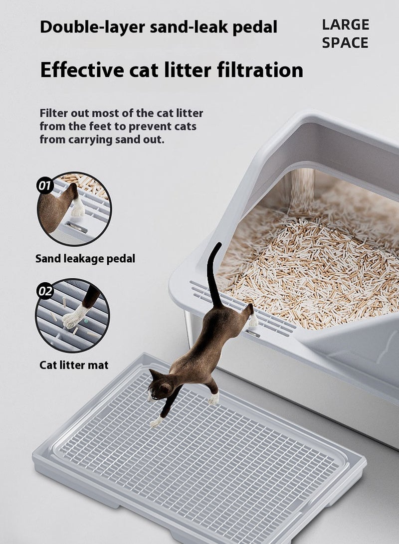 Kidle Stainless Steel Cat Litter Box Cat Litter Tray for Multiple Cats Anti Splashing and Easy Clean 60*40*28cm  - Image 5