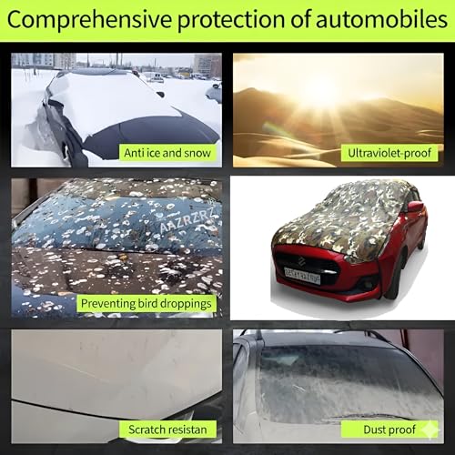 FAMEXON Waterproof, Half Car Body Cover All Weather Protection Half Car Cover Outdoor Uv Protection (Hatchback Cars No Matter Models of Year Or Variants It’s at All Hatchback) (Multocolor Hal Cover) - Image 3