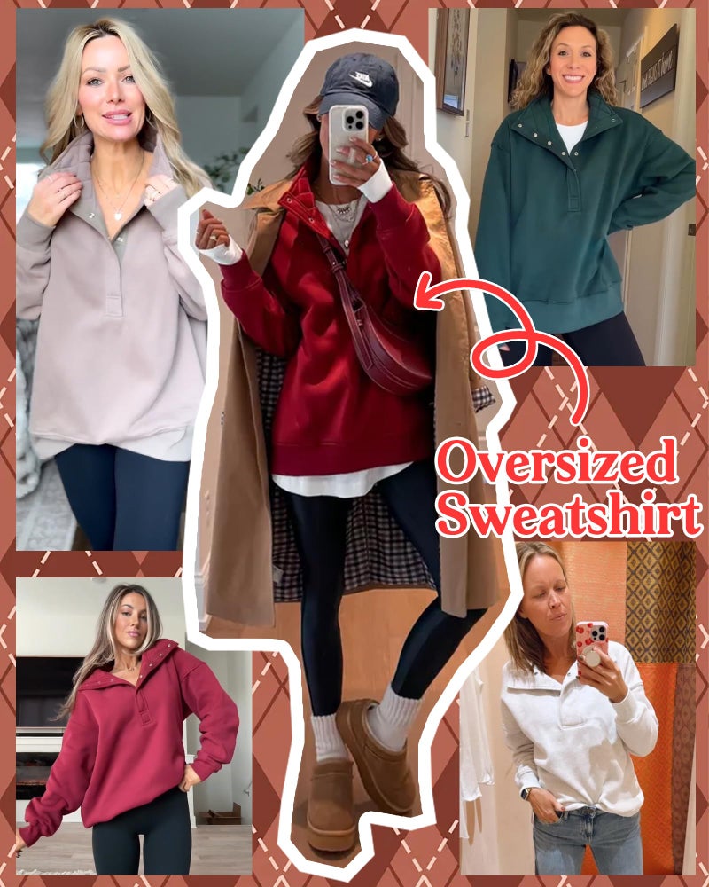 Locachy Women's Henley Neck Button Oversized Sweatshirt Casual Long Sleeve Pullover Tops 2026 Fashion Outfits Clothes Red S - Image 3