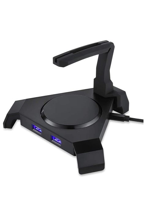 Gaming Mouse Bungee Cable Holder, 4 Port USB Hub & RGB Lighting with Flexible Silicone Arm, Cord Management Support Stabilized Design Improved Accuracy for Competitive Games