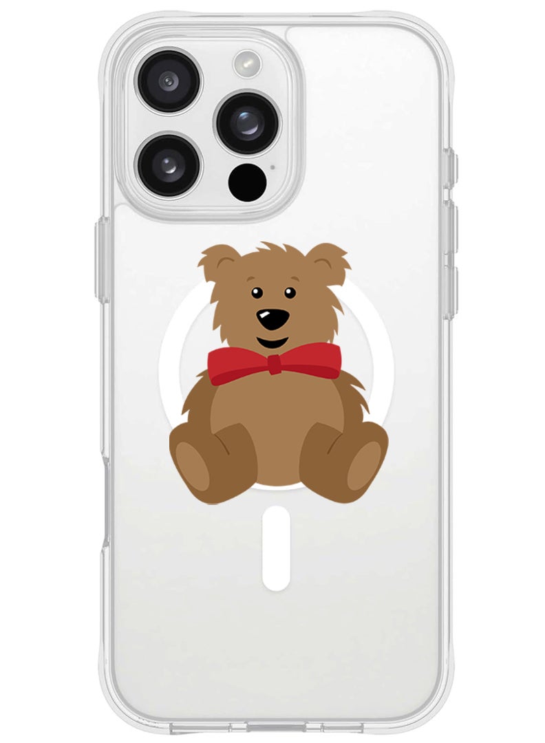 Theodor iPhone 16 Pro Max Magsafe Magnetic Case for iPhone Compatible with Wireless Charging, Shockproof Phone Bumper Cover - teddy bear - Image 1