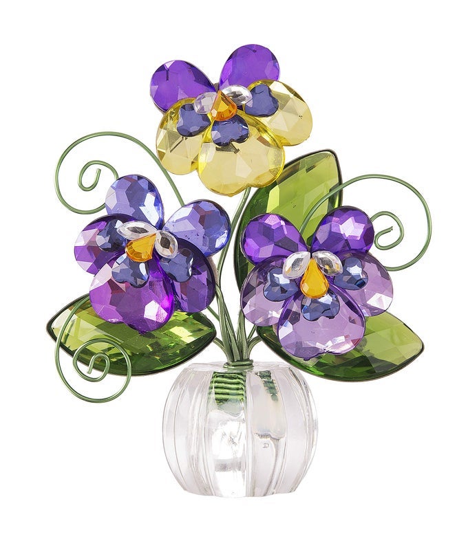 4 INCHES PANSY POSY POT ACRYLIC MULTICOLORED