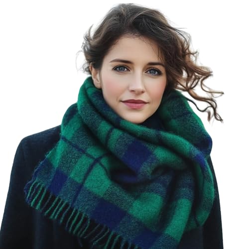Biddy Murphy 100% Irish Wool Scarf for Women & Men, Soft & Warm, Plaid Tartan Blackwatch, 12" x 60" - Image 3