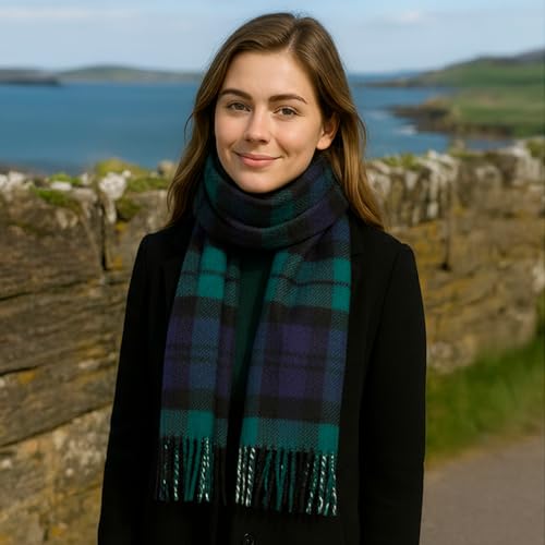 Biddy Murphy 100% Irish Wool Scarf for Women & Men, Soft & Warm, Plaid Tartan Blackwatch, 12" x 60" - Image 5