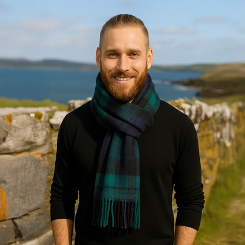 Biddy Murphy 100% Irish Wool Scarf for Women & Men, Soft & Warm, Plaid Tartan Blackwatch, 12" x 60" - Image 4