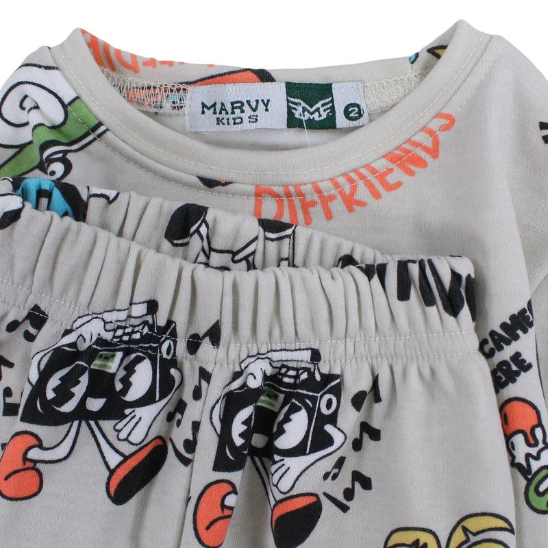 مارفي طقم حرارية للأولاد – بيج بطبعة إيجابية - Image 3