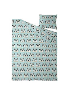 Zaboon Duvet Cover And Pillowcase, Penguin Pattern/Light Turquoise, 150X200/50X80 Cm  - Image 2