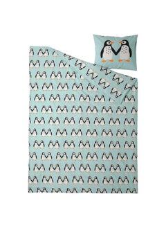 Zaboon Duvet Cover And Pillowcase, Penguin Pattern/Light Turquoise, 150X200/50X80 Cm  - Image 3