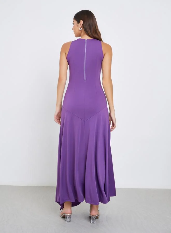 Styli Styli Solid Sleeveless A-Line Maxi Dress