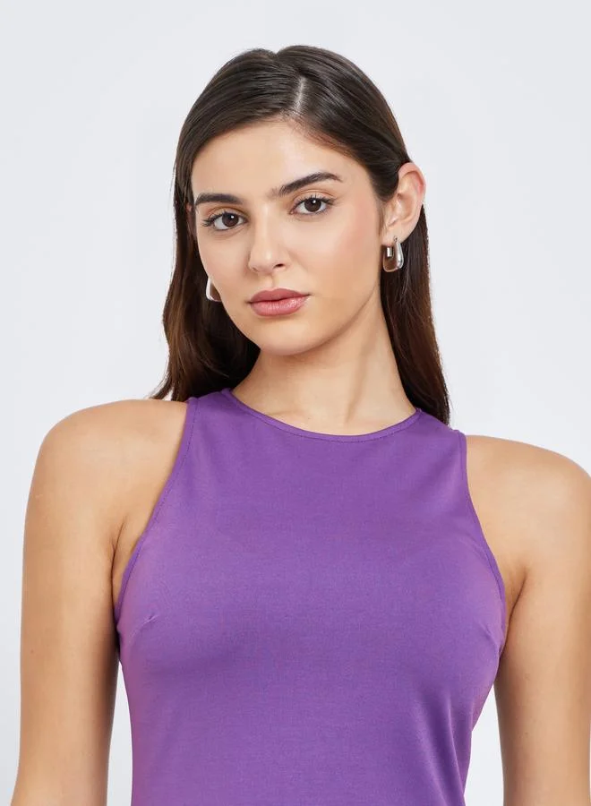 Styli Styli Solid Sleeveless A-Line Maxi Dress