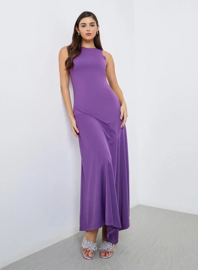 Styli Styli Solid Sleeveless A-Line Maxi Dress
