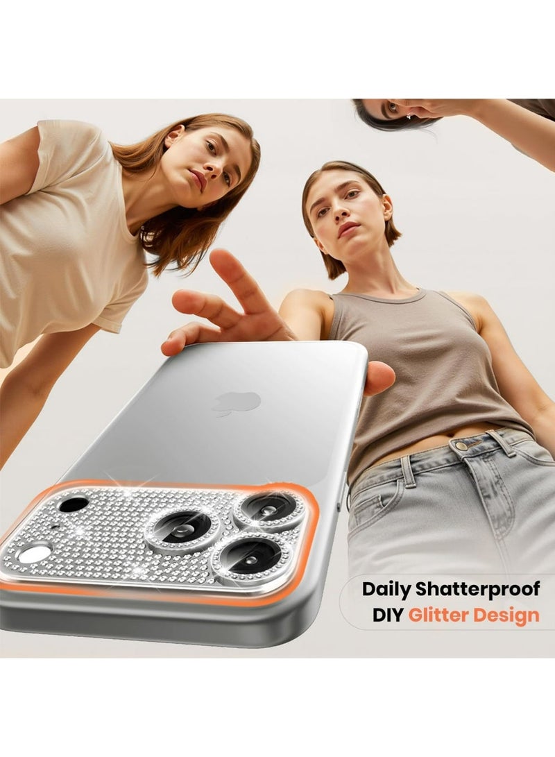 إكس ليفيل آيفون 17 برو ماكس كاميرا عدسة حماية الماس بلينج - [ليس من السهل السقوط] [الامتصاص القوي] جليتر معدن سبيكة الألومنيوم الكاميرا الخلفية شاشة غطاء الملحقات، الفضة - Image 5