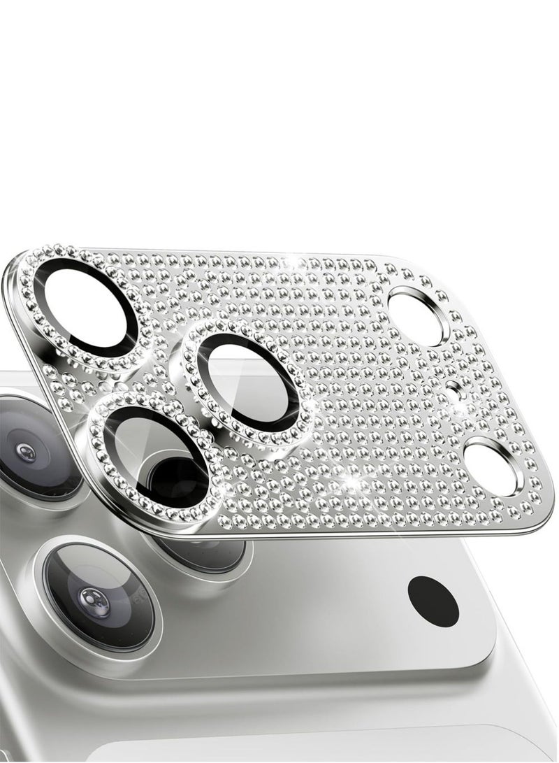 إكس ليفيل آيفون 17 برو ماكس كاميرا عدسة حماية الماس بلينج - [ليس من السهل السقوط] [الامتصاص القوي] جليتر معدن سبيكة الألومنيوم الكاميرا الخلفية شاشة غطاء الملحقات، الفضة - Image 1