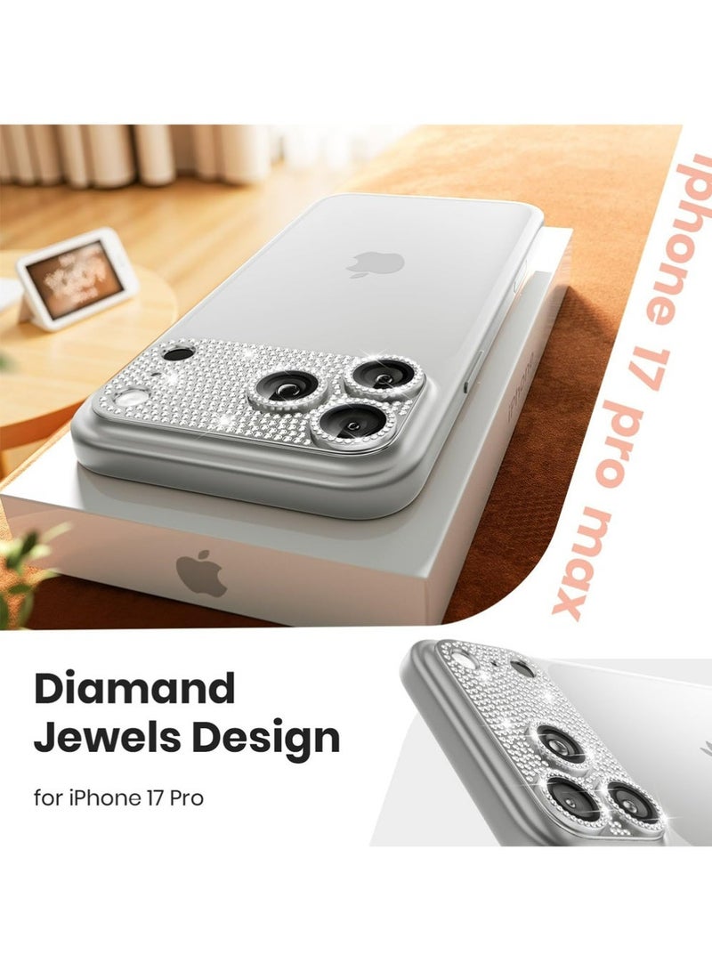 إكس ليفيل آيفون 17 برو ماكس كاميرا عدسة حماية الماس بلينج - [ليس من السهل السقوط] [الامتصاص القوي] جليتر معدن سبيكة الألومنيوم الكاميرا الخلفية شاشة غطاء الملحقات، الفضة - Image 3