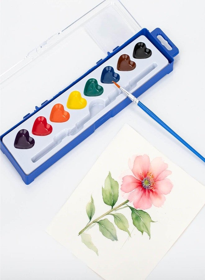 ARTLYMERS 24 Pack Watercolor Paint Set Kids, 8 Washable Heart Shaped Water Colors Paint Sets with Paintbrush for Children, Art Supplies for Preschool Classroom Party Favor Valentines Gifts - Image 4